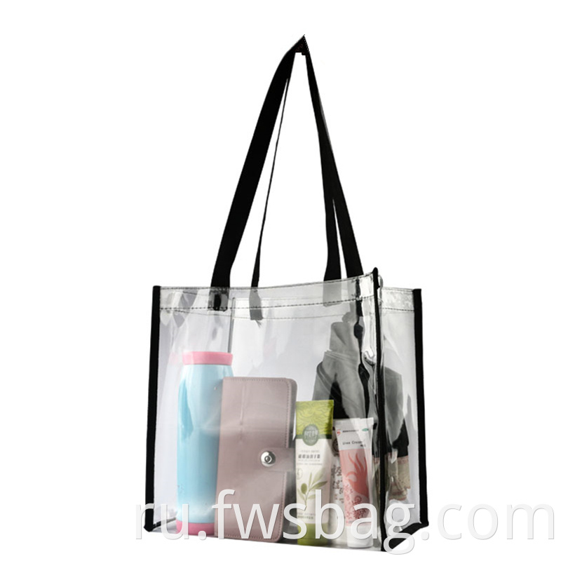 Custom High Quality Ecommerce Store 12x6x12 Inches Pvc Transparent Women Handbag Shoulder Style Beach Clear Tote Bag1